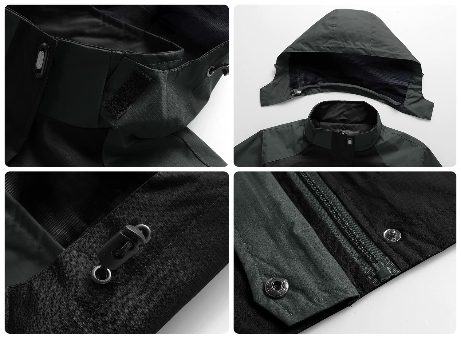 YSENTO Chaqueta de senderismo para mujer, impermeable, ligera, transpirable, con capucha desmontable, 01 negro, M