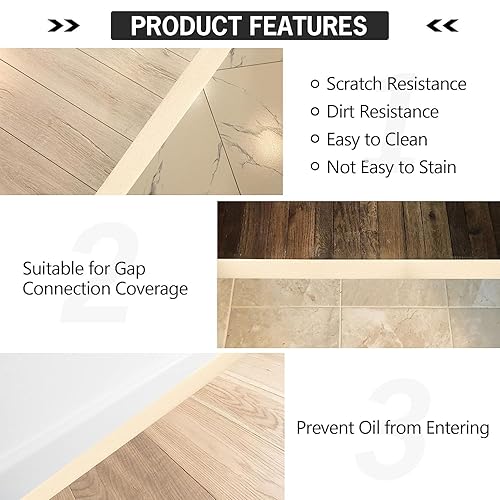 Miniatura 6 de Tira de transición de suelo de 20 pies, autoadhesiva, cubierta de vinilo, tira de transición divisora plana, diseño de grano de madera para huecos