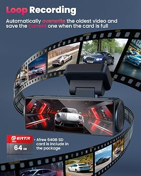 4K Dash Cam Front and Rear, 5GHz WiFi Dashcam with 64GB SD Card,4K+1080P Dual Car Dash Camera, Full HD Dash Cam with APP Control, G-Sensor, WDR, Loop Recording Easy Setup