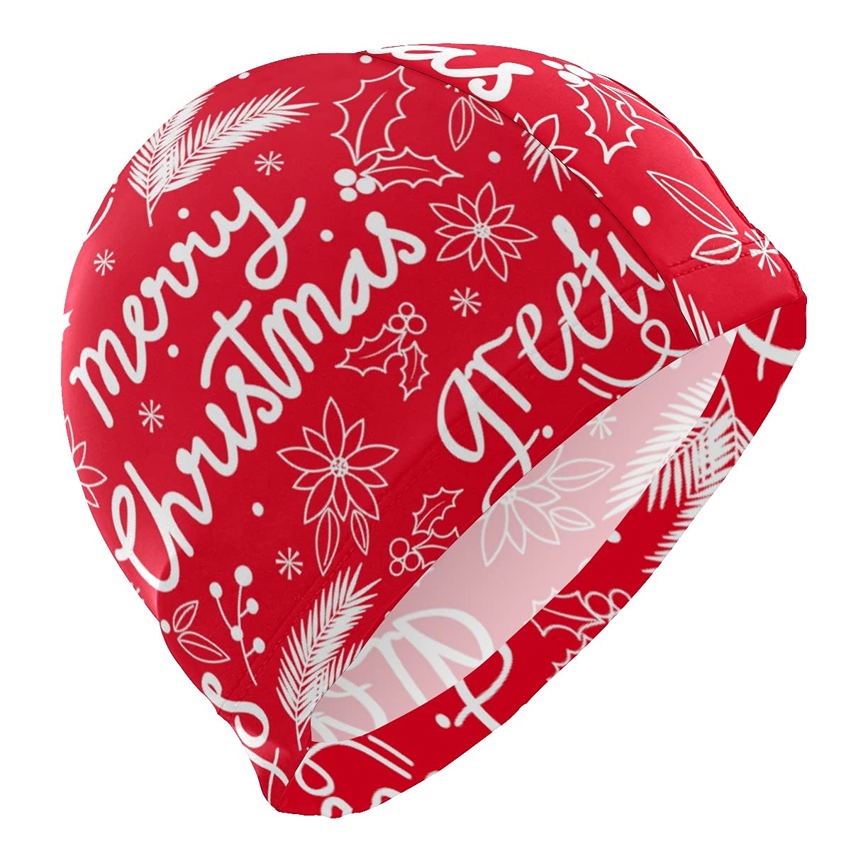 Hupery Christmas Pattern Swim Cap Easy Put On/Off Swimming Caps Long Hair Short Hair Swim Caps for Adult Youth Women Men