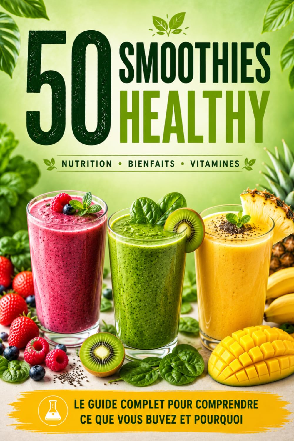 50 Recettes de Smoothies Healthy: 50 recettes faciles en 5 ingrédients maximum | Frais, vitaminé, prêt en 2 minutes | une fiche scientifique sur l'ingrédient vedette de chaque recette