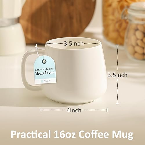 Miniatura 3 de Teocera Juego de 4 tazas de café de cerámica de 16 onzas, apilables, aptas para microondas, lavavajillas y horno, ideales para café, capuchino,