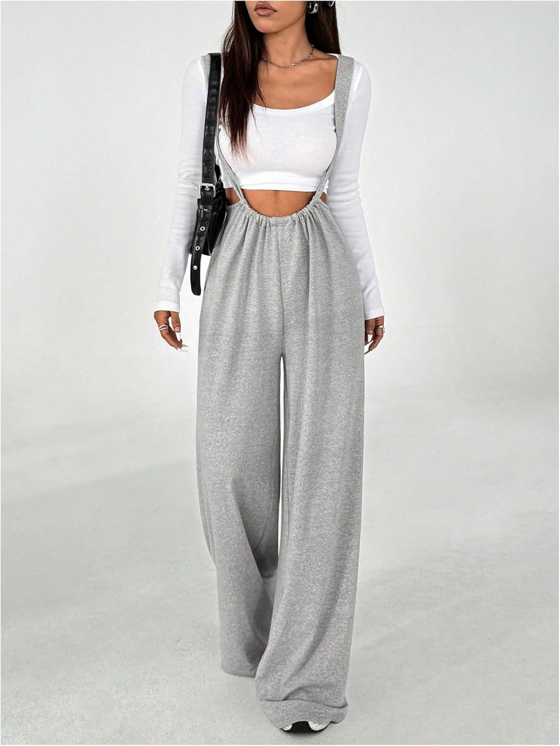 OYOANGLE Women's Sleeveless Jumpsuits Bow Tie Back Straight Leg Pants Romper Suspender Overall - Image 3