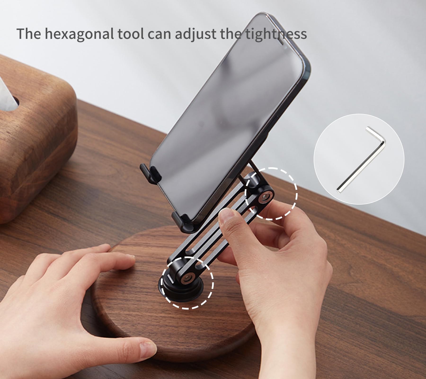 RENMTURE Soporte de escritorio para teléfono, soporte plegable ajustable para teléfono celular con rotación de 360° para iPhone 16, 15, 14, 13 Pro, iPad, teléfonos móviles y tabletas, soporte
