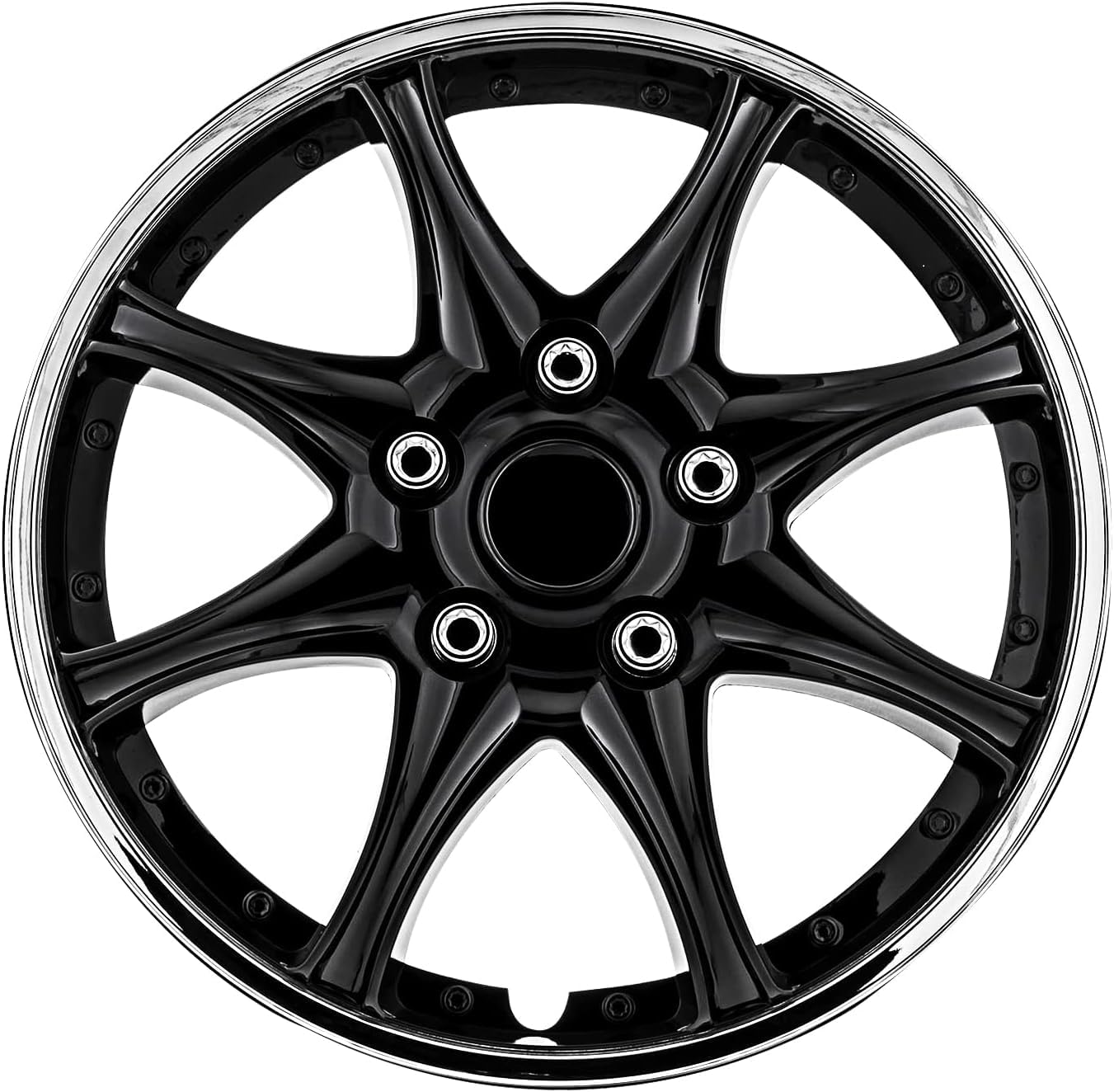 LYDS Black Universal 16 inch Premium ABS Hubcap Wheel Cover Replacement Set of 4 - MWC-16C-B-AM