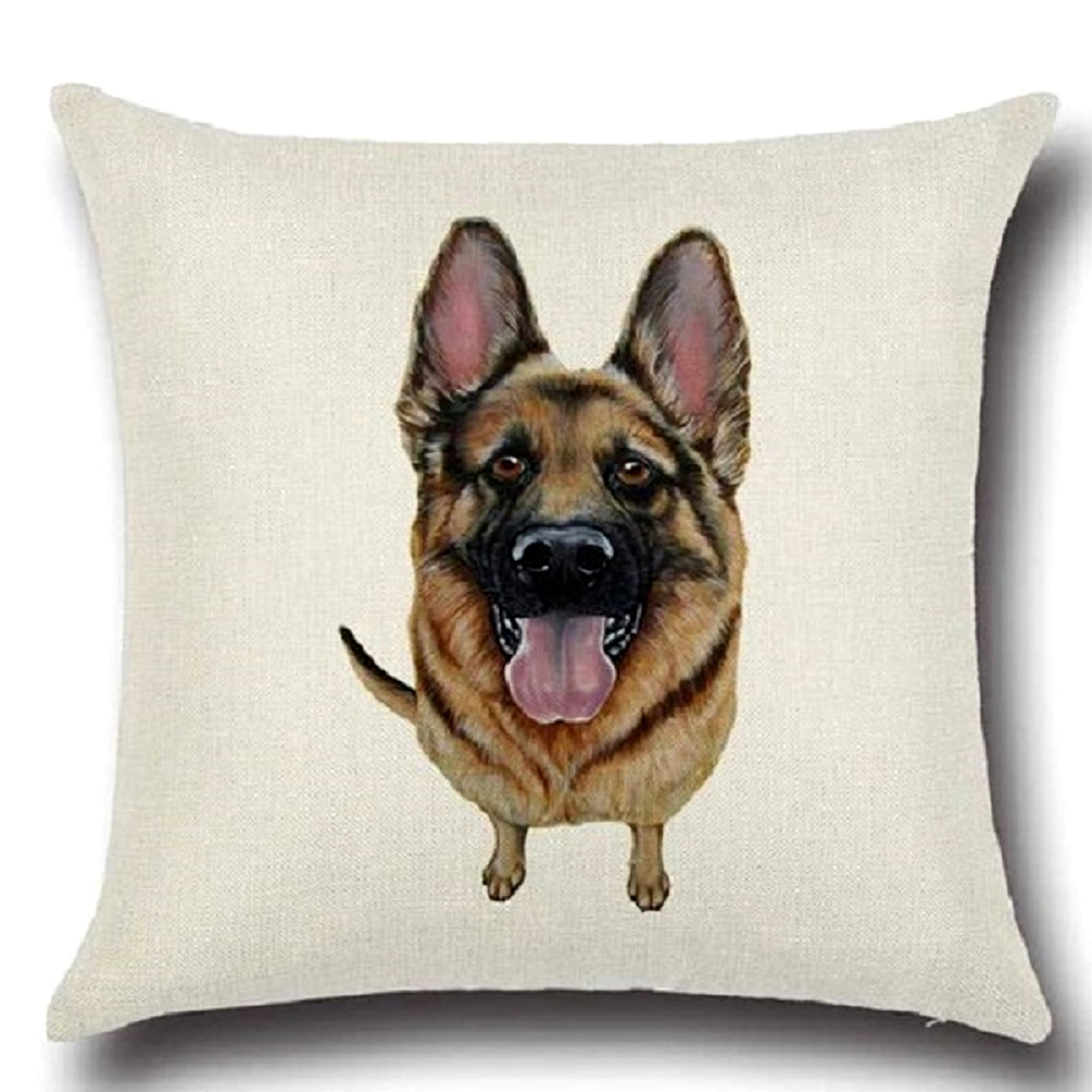 Furever Gifts Multicoloured German Shepherd Dog Print Cushion Cover Natural Linen Blend 45Cm 1 Piece