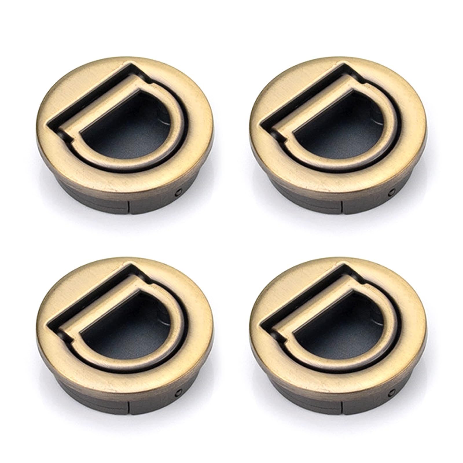 ChangXiang 4Pcs Retro Steel Round Sliding Pull Invisible Flush Ring Pull Hidden Screws Plane Drawer Door Pull Zinc Alloy Recessed Sliding Door Handles for Cupboard Drawer Cabinet