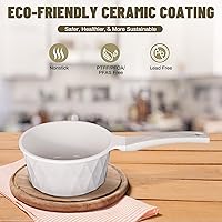 Vista 3 de Cacerola antiadherente de cerámica con tapa, olla pequeña de 2 cuartos de galón, diseño de diamante con mango frío, sartenes no tóxicas para cocina