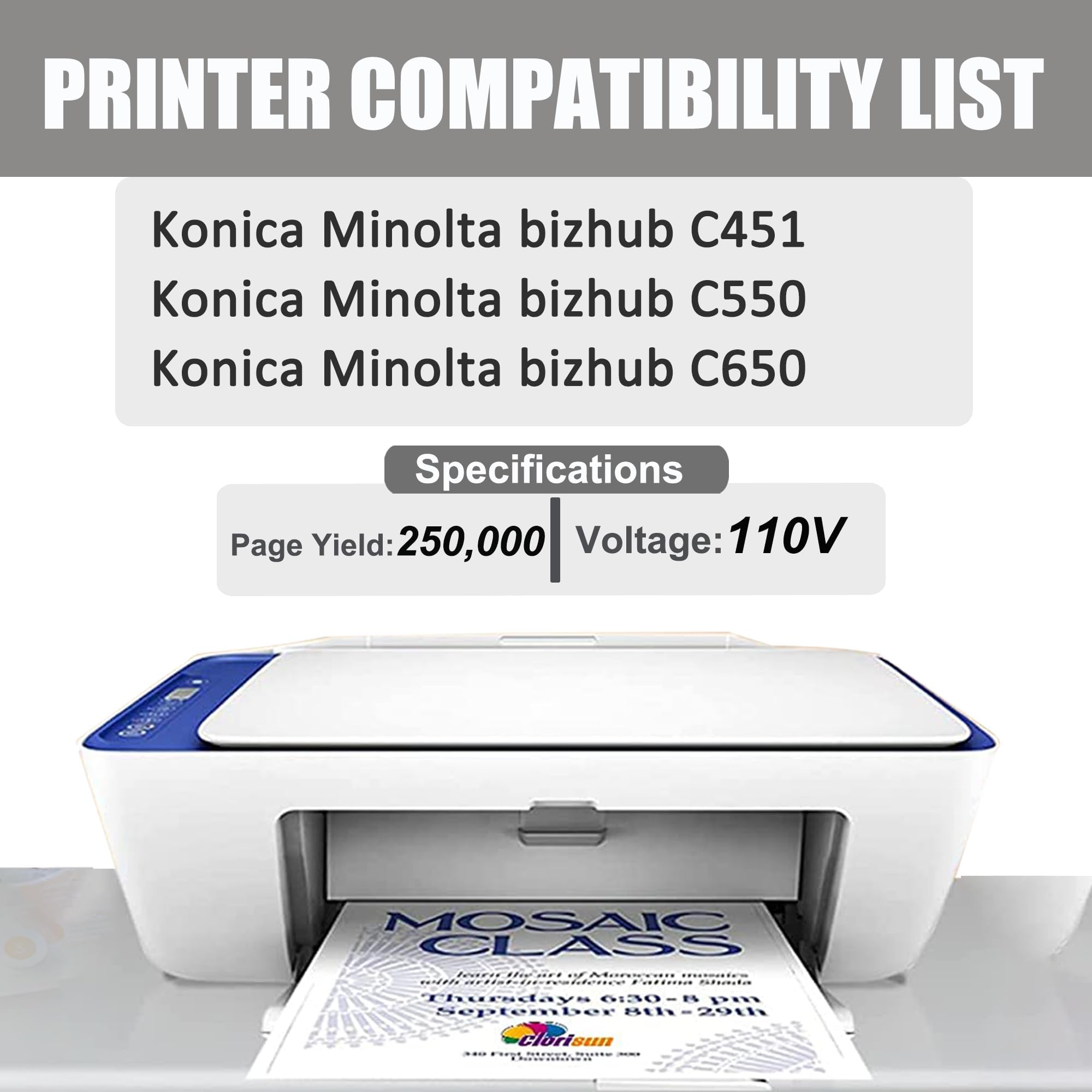 DIGITONER A00JR72100 Fuser Unit Replacement for Konica Minolta A00JR72100 A00JR72122 A00JR72133 A00JR72111 A00JR72144 Fuser Unit Compatible with Bizhub C451 C550 C650 Printers,110V (1-Pack)