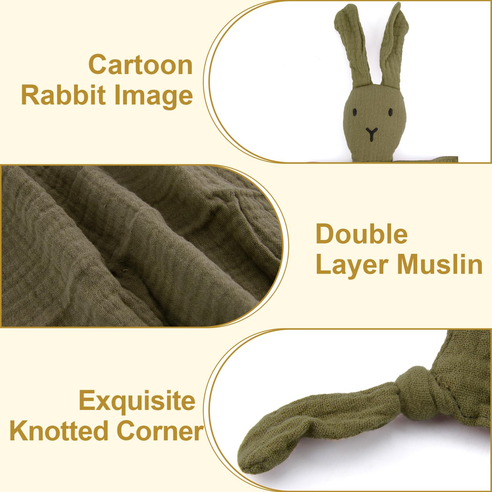 ORUZA Baby Comforters - Rabbit Baby Blanket for Infant Toddler Newborn Boys and Girls, Dark Green - Image 3