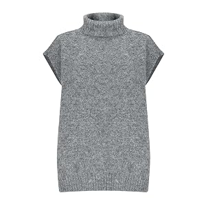 HGps8w Turtleneck Sweaters for Women Loose Cap Sleeve Knitted Tunic Blouse Trendy Casual Pullover Sweater Tops