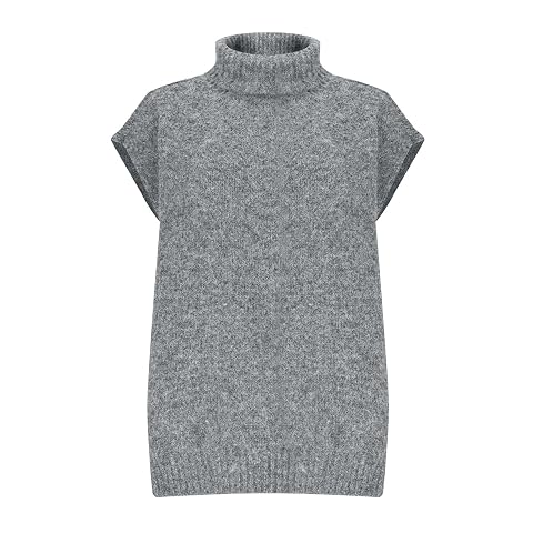HGps8w Turtleneck Sweaters for Women Loose Cap Sleeve Knitted Tunic Blouse Trendy Casual Pullover Sweater Tops