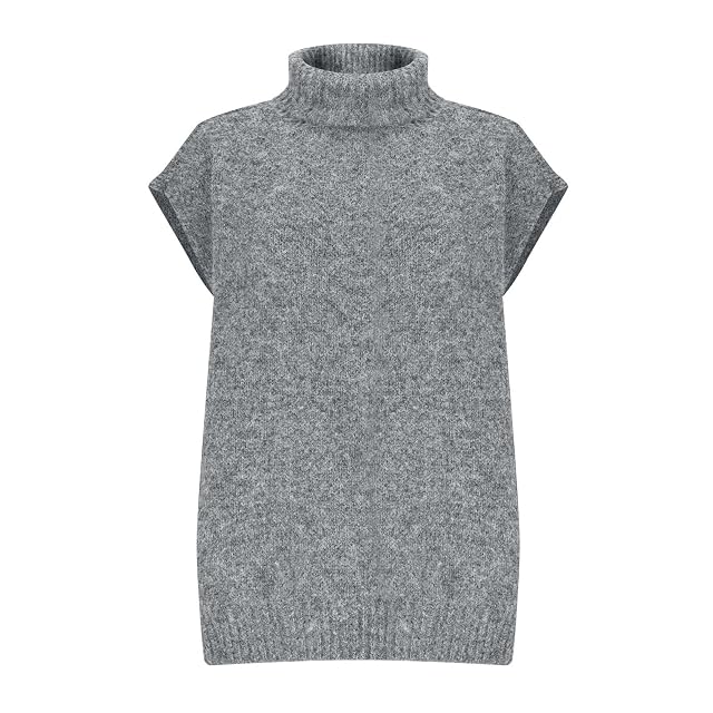 HGps8w Turtleneck Sweaters for Women Loose Cap Sleeve Knitted Tunic Blouse Trendy Casual Pullover Sweater Tops