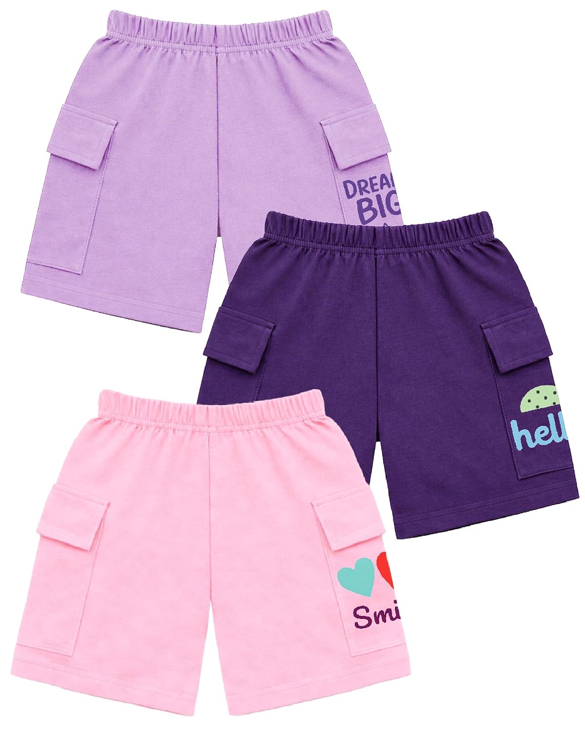 Kuchipoo Girls Cotton Cargo Shorts | Elastic Waistband | Double Pocket Shorts | Summer Casual Wear for Kids | Pack of 3 - Review, Price and Buying Guide