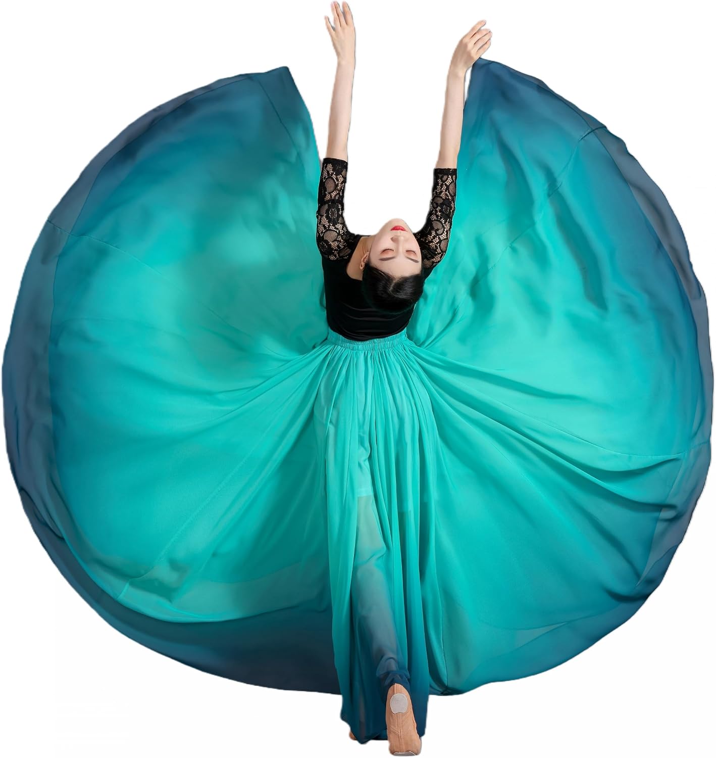 CISMARK 720 35" Long Women's Fairy Lyrical Dance Skirt Gradient Color Swing Skirt Ballet Modren Dance Costumes