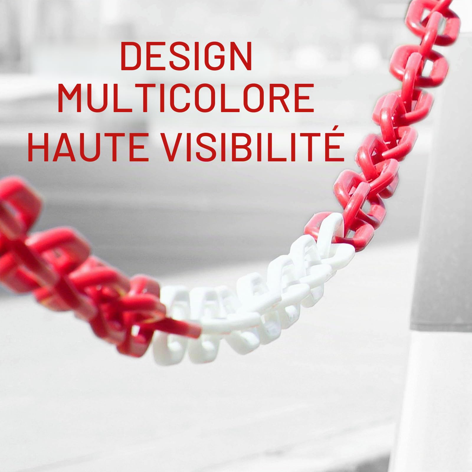 NEWFUN 50M chaine plastique, chaine plastique rouge et blanche, Convient pour les zones de quarantaine/parkings