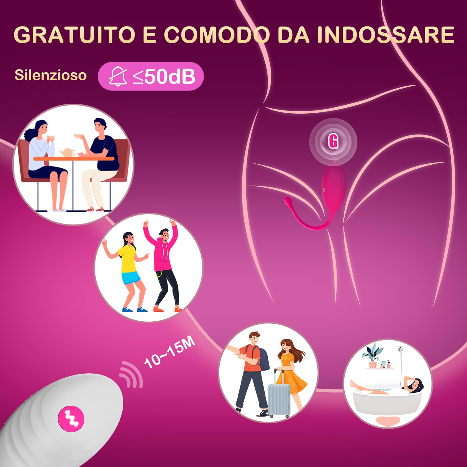 Vibratoreper Donna Professionale Mini Vibratore Con App, Ovetto Vibrante Donna Telecomando Wireless Vibratoriper Clotoride Sex Toys Vibratori Piccolo Sexytoysys Coppia（PINK）