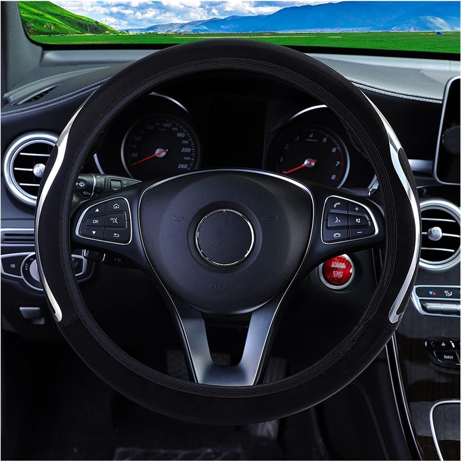 Car Steering Wheel Cover for Car Steering Wheel Cover Skin Feeling Leather Car Accessories Wear-Resistant and Durable (Color : 3#)