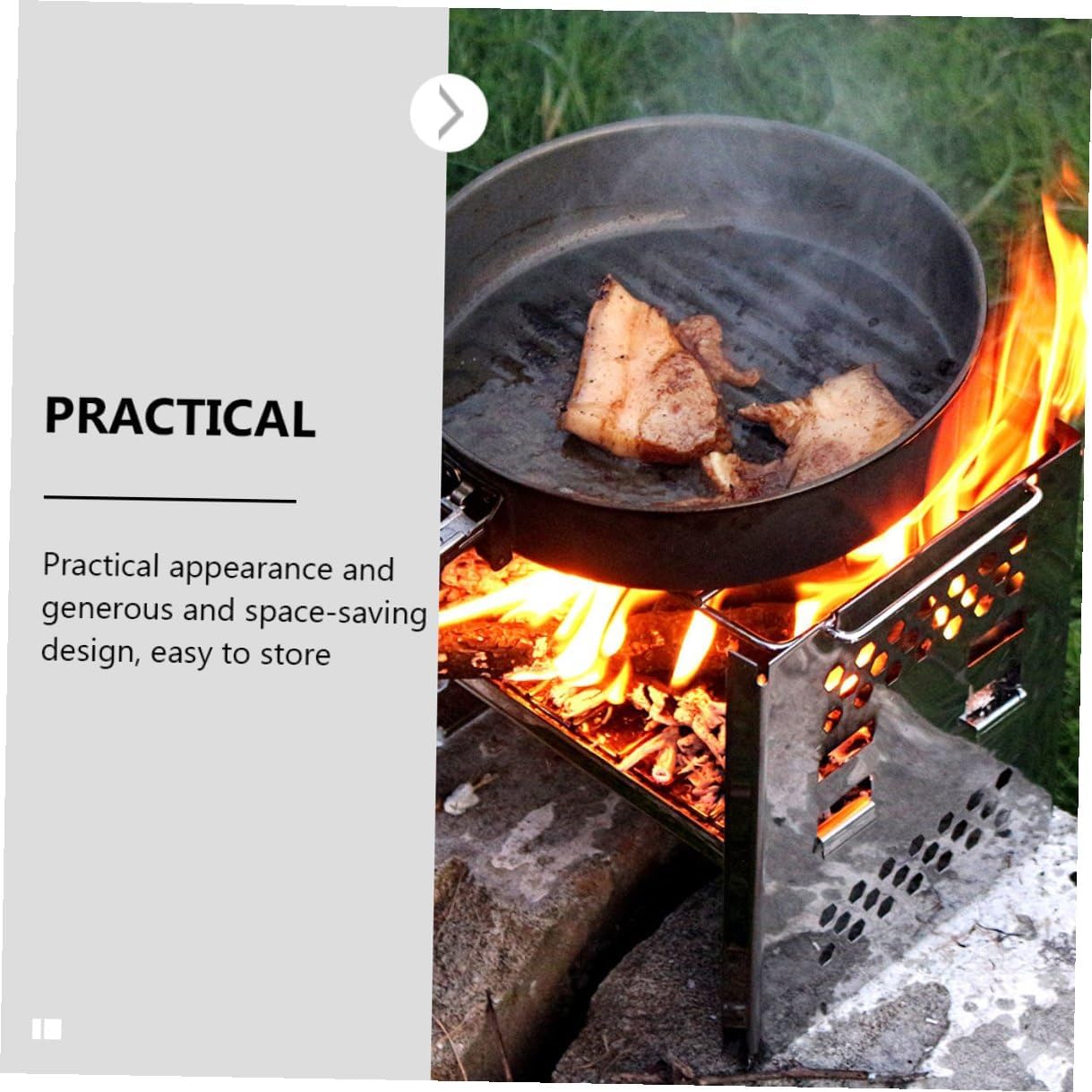 Outdoor Bbq Stove Stainless Steel Foldable Charcoal Grill Rack Adjustable Height Portable Camping Bbq Tool for Picnic and Hiking