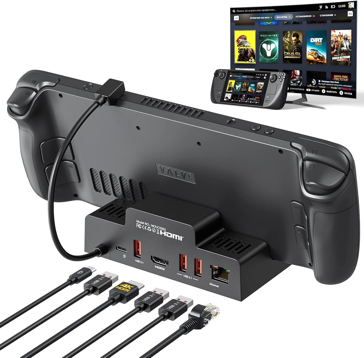 Docking Station for Steam Deck, MOKiN 6 in1 Steam Deck Dock with HDMI