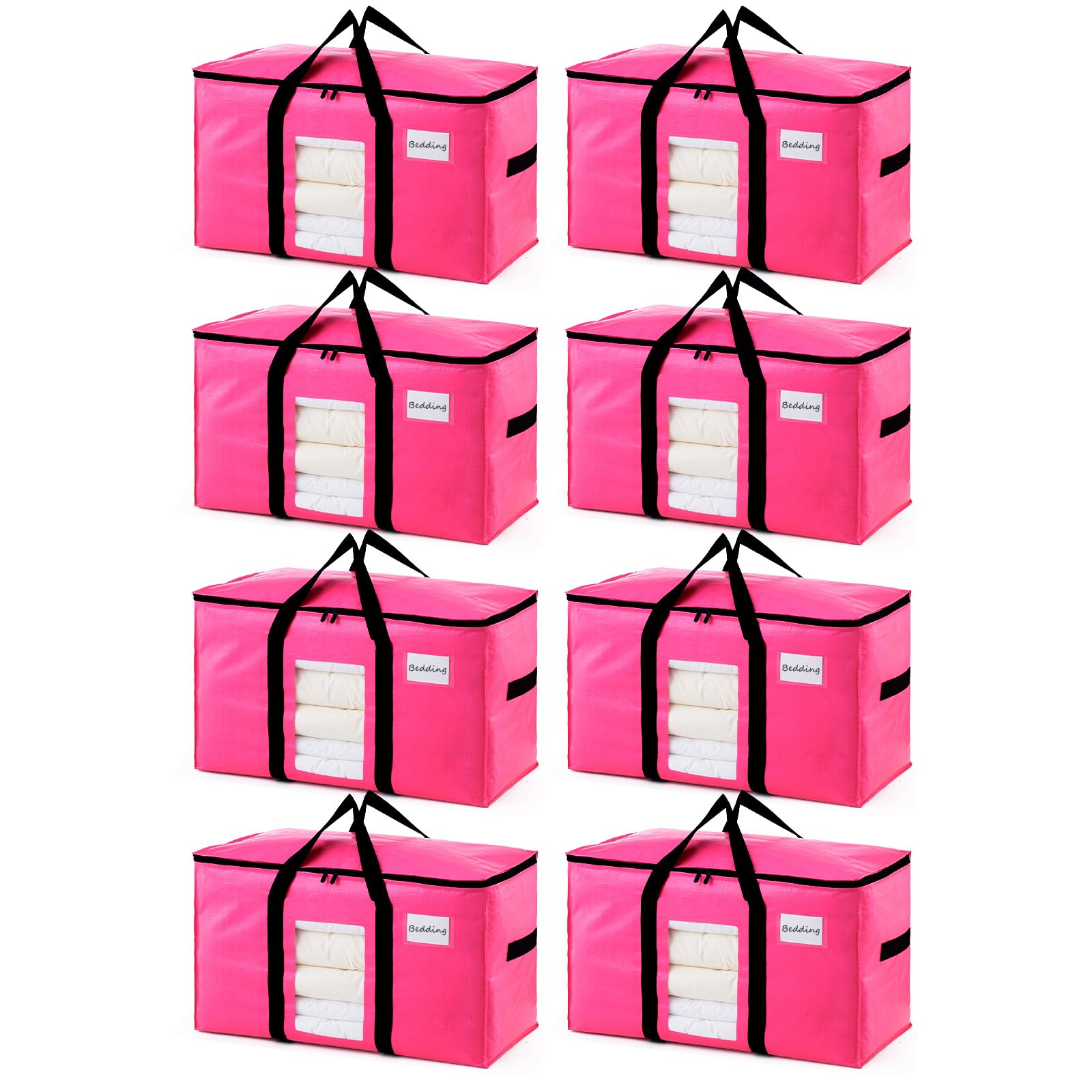 TAILI 8 Pack Pink Extra Large Moving Bags,Storage Bags with Visible Window
