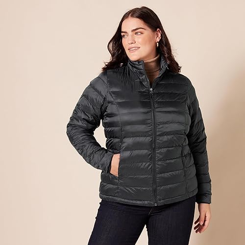 Miniatura 6 de Yaxa Essentials - Chaqueta acolchada, ligera, de manga larga, resistente al agua y plegable, para mujer (disponible en tallas extragrandes)