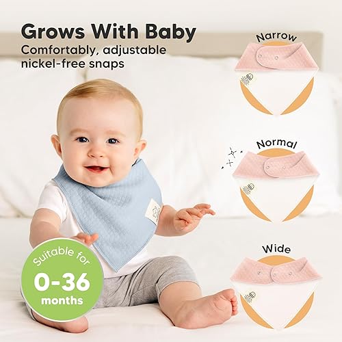 Miniatura 276 de KeaBabies 8 unidades de baberos tipo bandana orgánicos para niñas - Baberos tipo triángulo súper absorbentes para bebés que babean y están en