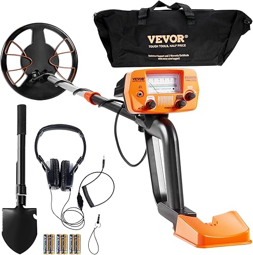 VEVOR Metal Detector for Adults & Kids, 8 Inch Waterproof Search Coil with High Accuracy Pointer Display, Adjustable 38''-49'' Gold Detector,