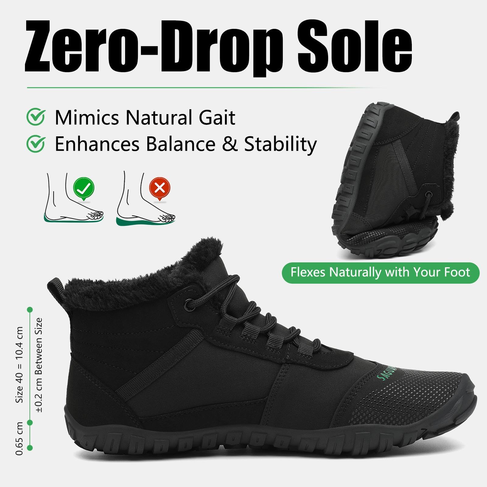 SAGUARO Barefoot Botines Hombre Mujer Botas de Nieve Antideslizante 36-48 EU