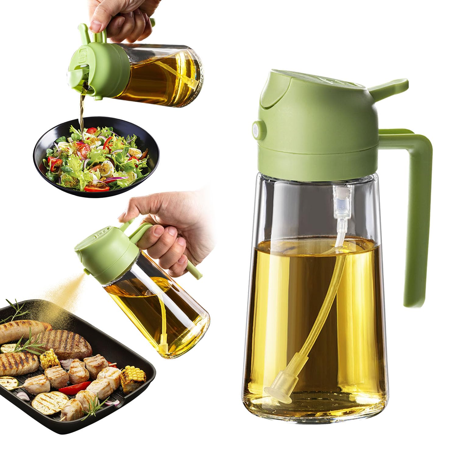 TrendPlain 16oz/470ml Glass Olive Oil Sprayer - Green