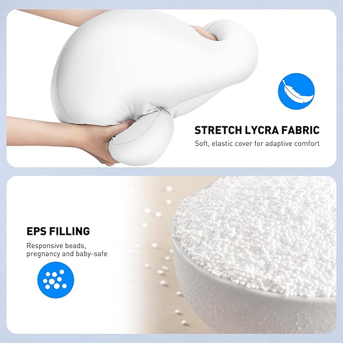 Soporte de almohada para tablet AboveTEK, forma de bolsa de frijoles, blanco miniatura 9