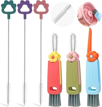 3 in 1 Cup Lid Cleaning Brush Set, Crevice Cleaning Brush and Straws Cleaning Brush, Multifunctional Portable Cup Lid Gaps Cleaning Brush, Tiny Cleaning Brush for Cleaning Water Bottle