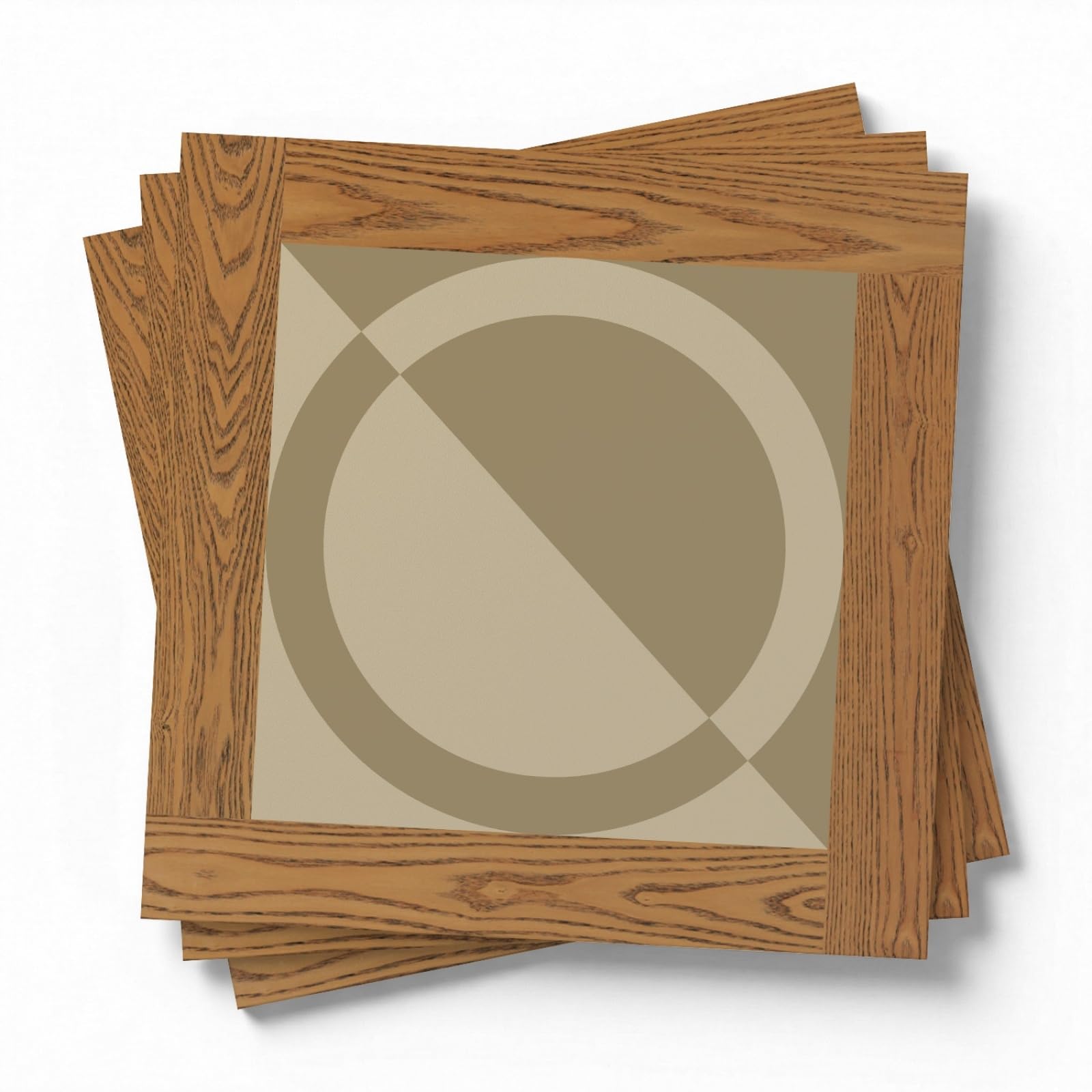 Rmjcxys Geometric Brown Green Stick On Tiles Kitchen Tile Stickers Waterproof Vinyl Decals Self Adhesive Stick On Bathroom Tiles Backsplash Decorative Tile Covers 20X20 Cm/ 5 Pcs