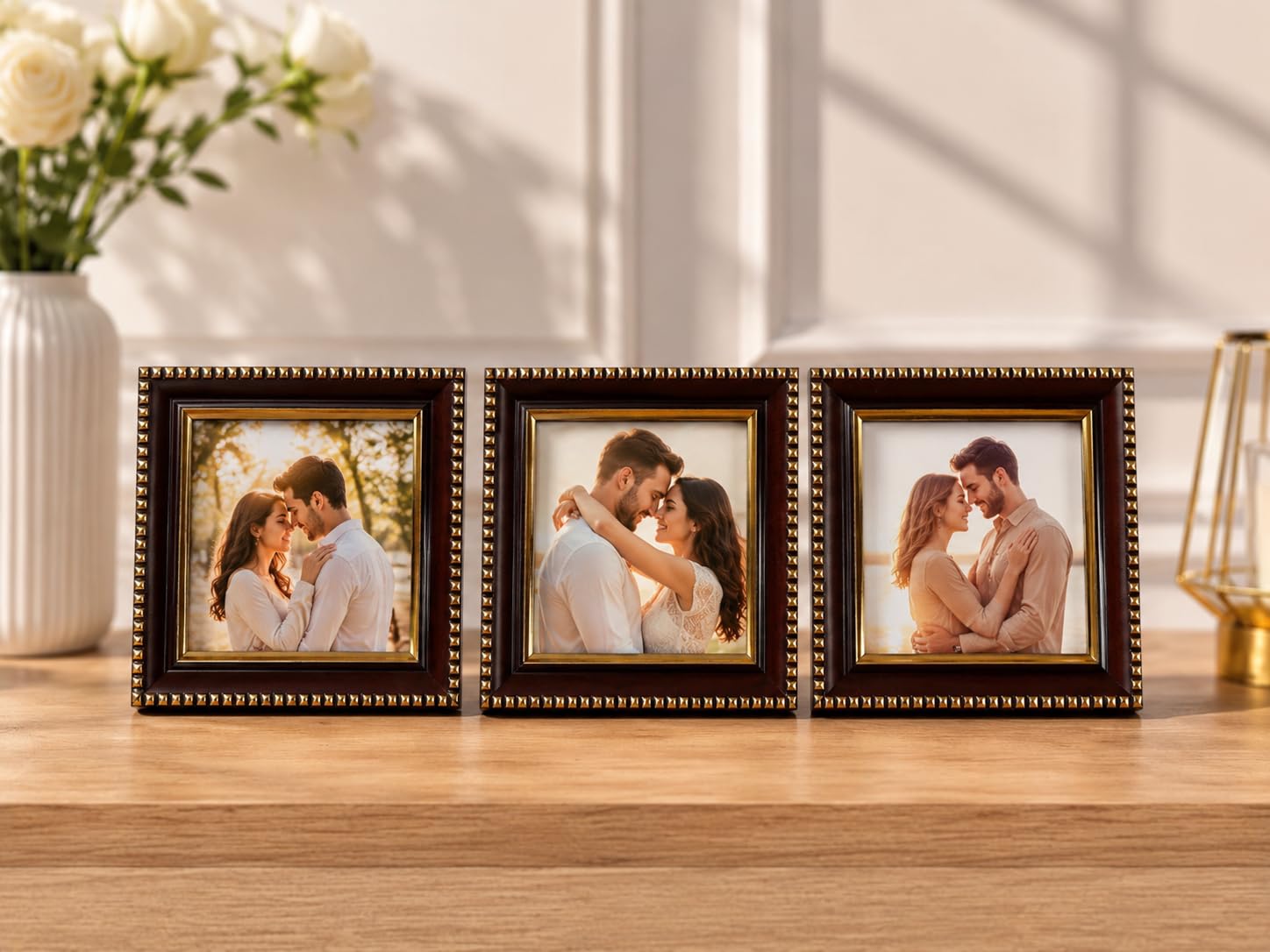 Square Photo Frames - Set of 3 Brown -10