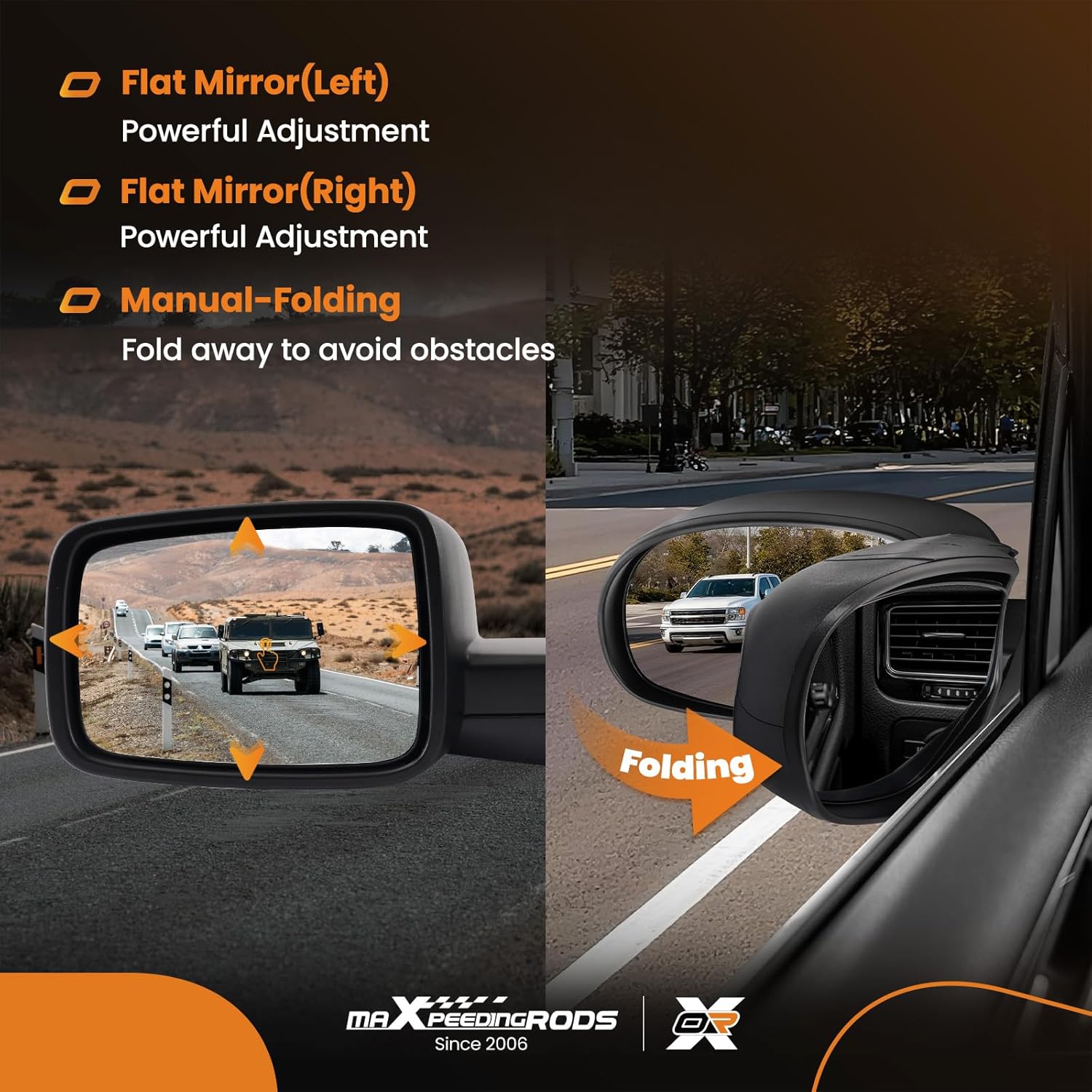 maXpeedingrods Pair Driver & Passenger Side View Mirrors Power for Dodge Ram 1500 2009-2018, Ram 2500 3500 2010-2018, 1500 Classic 2019-2024 Heated Manual Folding Temperature Sensor Turn Signal