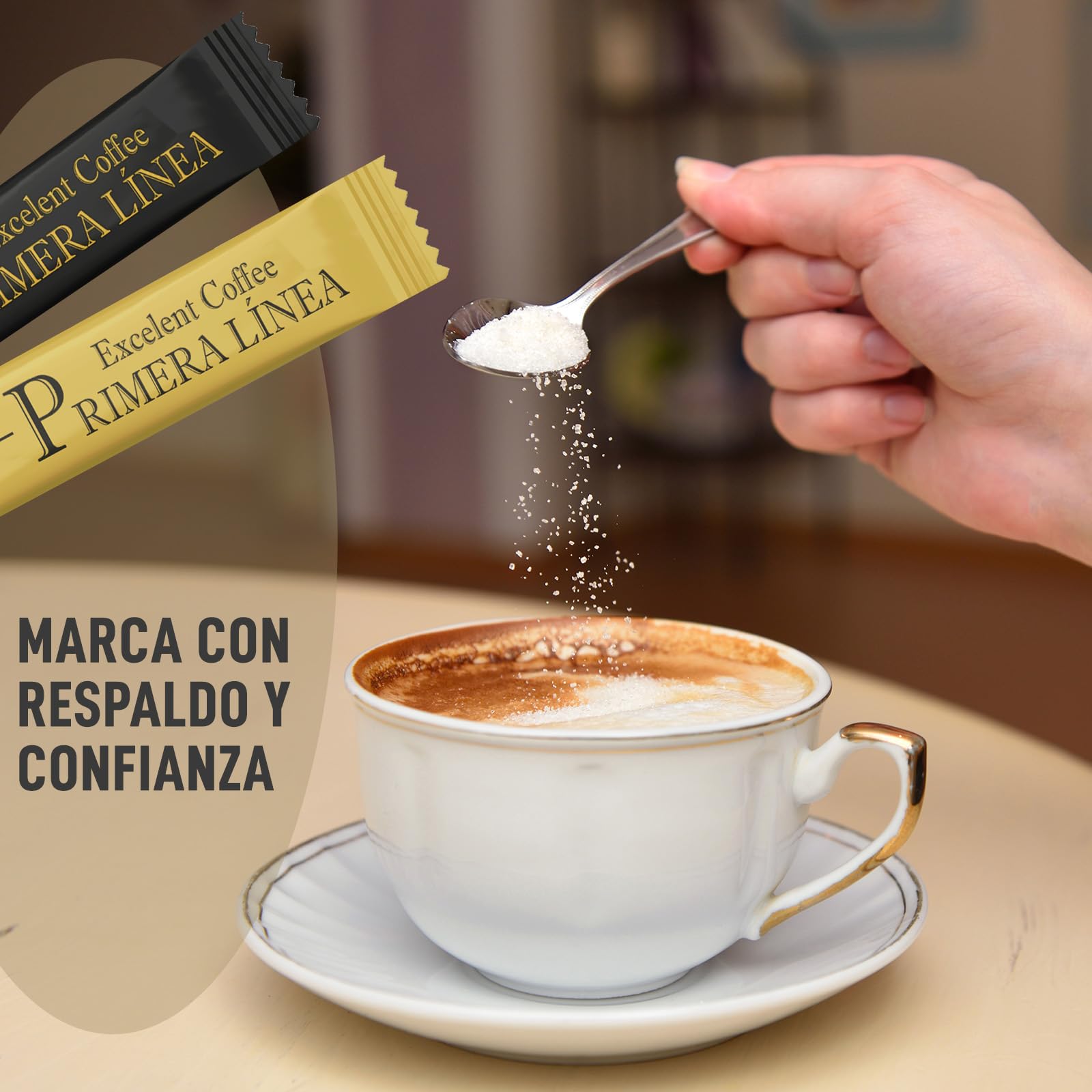 AZÚCAR PRIMERA LINEA Individual | Caja de 1000 Bolsitas de 7g | Sobres de Azúcar Blanco Monodosis | Perfectos para 1 taza de café en el hogar, la cafetería o la oficina.