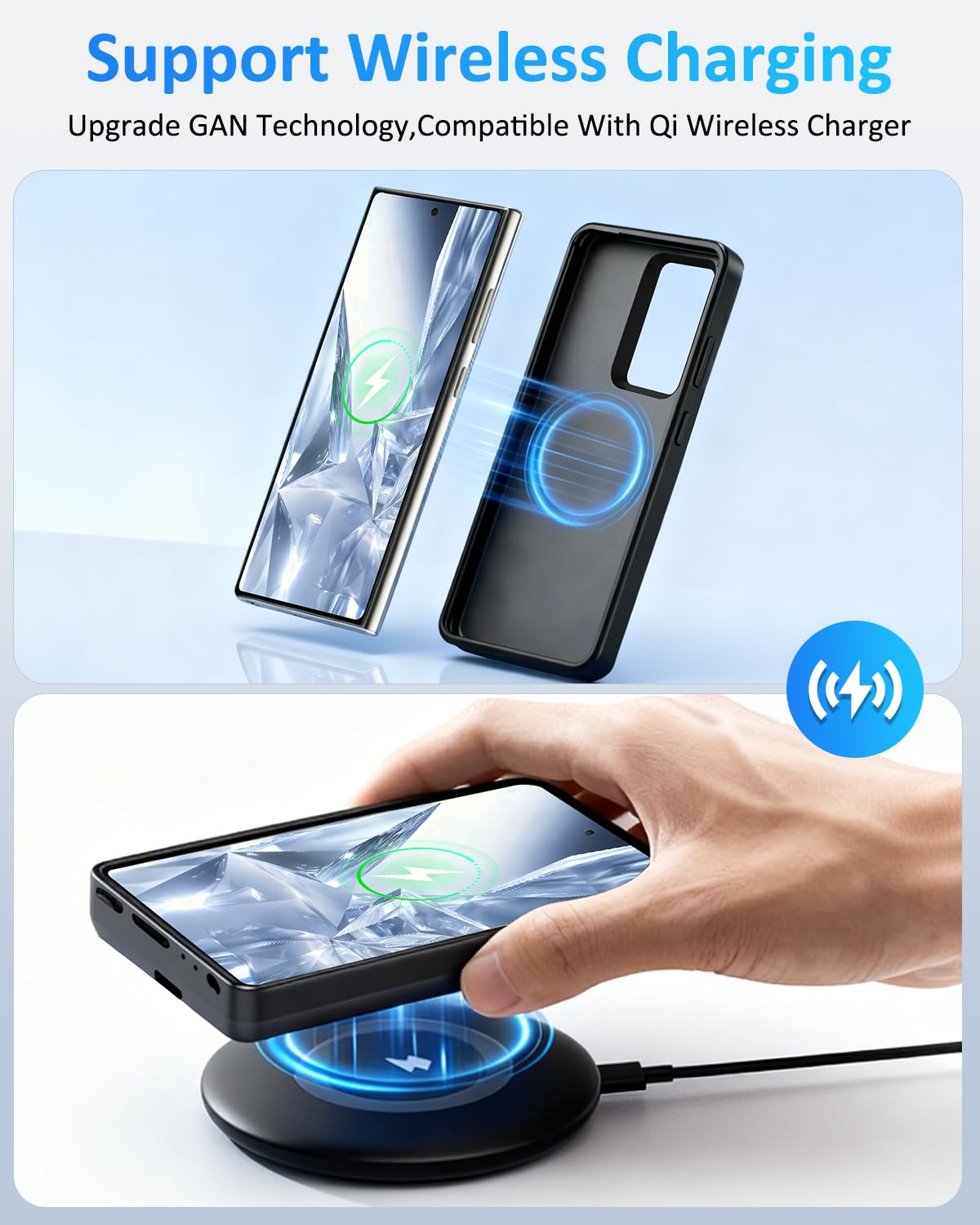 Custodia per Samsung Galaxy S25 Plus/S24 Plus (15.000 mAh), caricatore portatile GAN-Tech ricaricabile, custodia protettiva per batteria esterna per Galaxy S25 Plus/S24 Plus