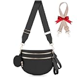 Bum Bags for Women Checkered Crossbody Bag Large Nylon Belt Purse Fanny Packs, Bonus with a Extra Strap