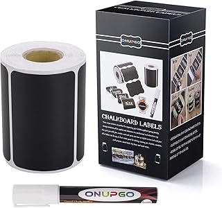 ONUPGO Chalkboard Labels-180pcs Waterproof Reusable Blackboard Stickers with 1 Liquid Chalk Marker for Mason Jars, Parties...