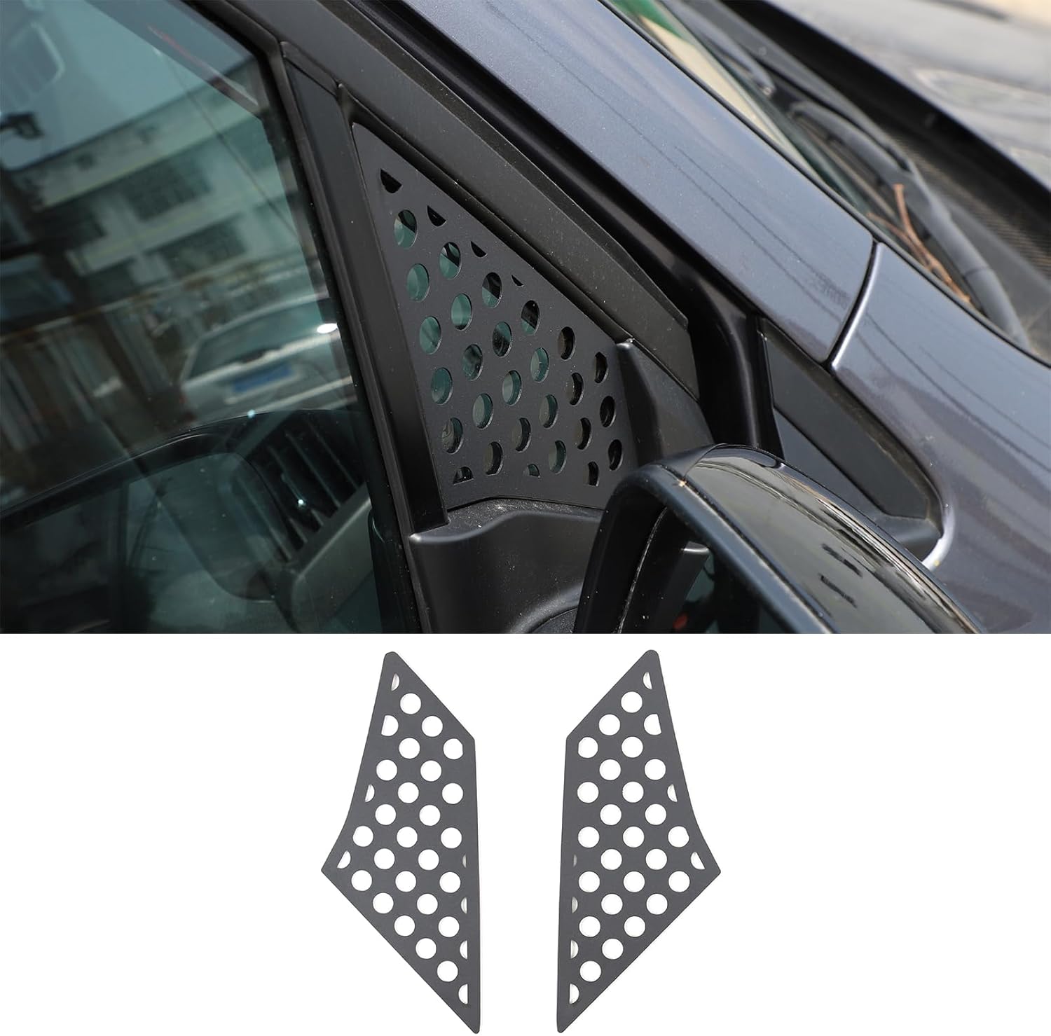 Rearview Mirror Side Triangle Window Louvers Trim Cover Compatible with Honda Pilot 2016-2022/Ridgeline 2017-2023/Passport 2019-2023 Front Door Window A Pillar Panel Honeycomb Cover