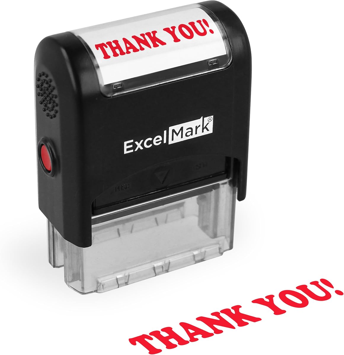 ExcelMark Thank You! Self Inking Rubber Stamp - Red Ink