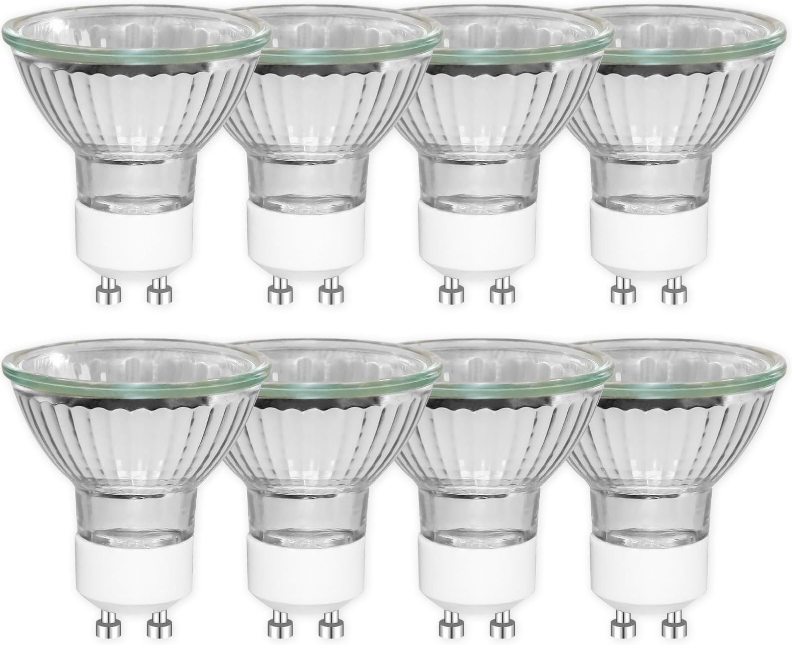 Caldarax 8 Pack GU10 50W Halogen Spotlight Bulb Dimmable, MR16 230V Halogen Reflector Lamps, Warm White 2800K, 500LM, Beam Angle 45° Spot, for Track Lighting, Recessed Lighting