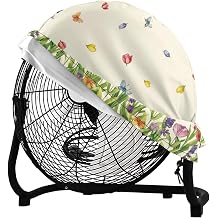 Floral Fan Covers Dust Cover Industrial Fan Cover Suitable for High Velocity Movement Heavy Duty Drum Fan, Heavy Duty Outdoor Floor Fan Cover,Fits up to 24 x 24 x 23.6 inches