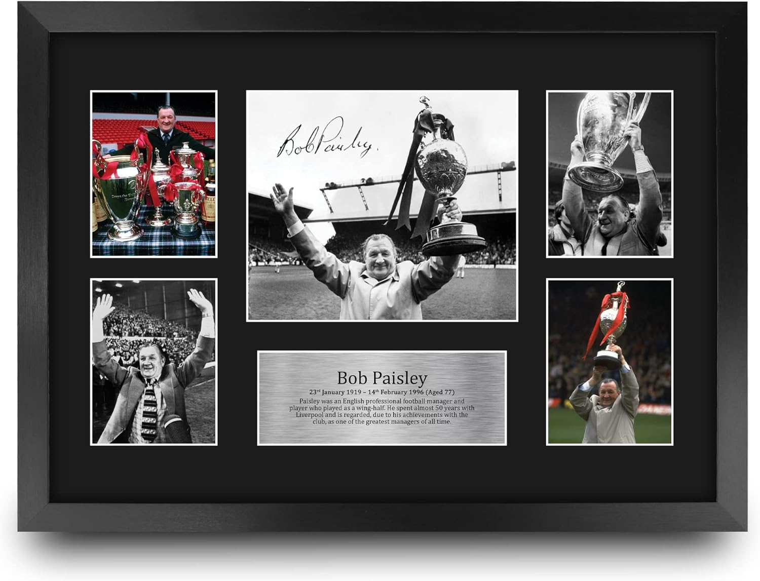 HWC Trading Bob Paisley Liverpool 16 x 12 inch (A3) Printed Gifts Signed Autograph Picture for Football Fans and Supporters - 16" x 12" Framed