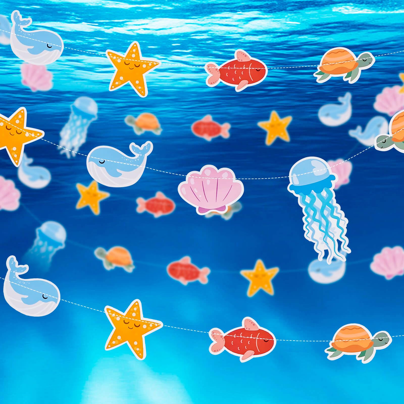 Dayker Unter dem Meer-Banner, Meerestier-Girlande, Premium-Papier-Ozean-Mottoparty-Dekoration für Mädchen-Jungen-Geburtstagsfeiern, Babyparty, Raumdekoration