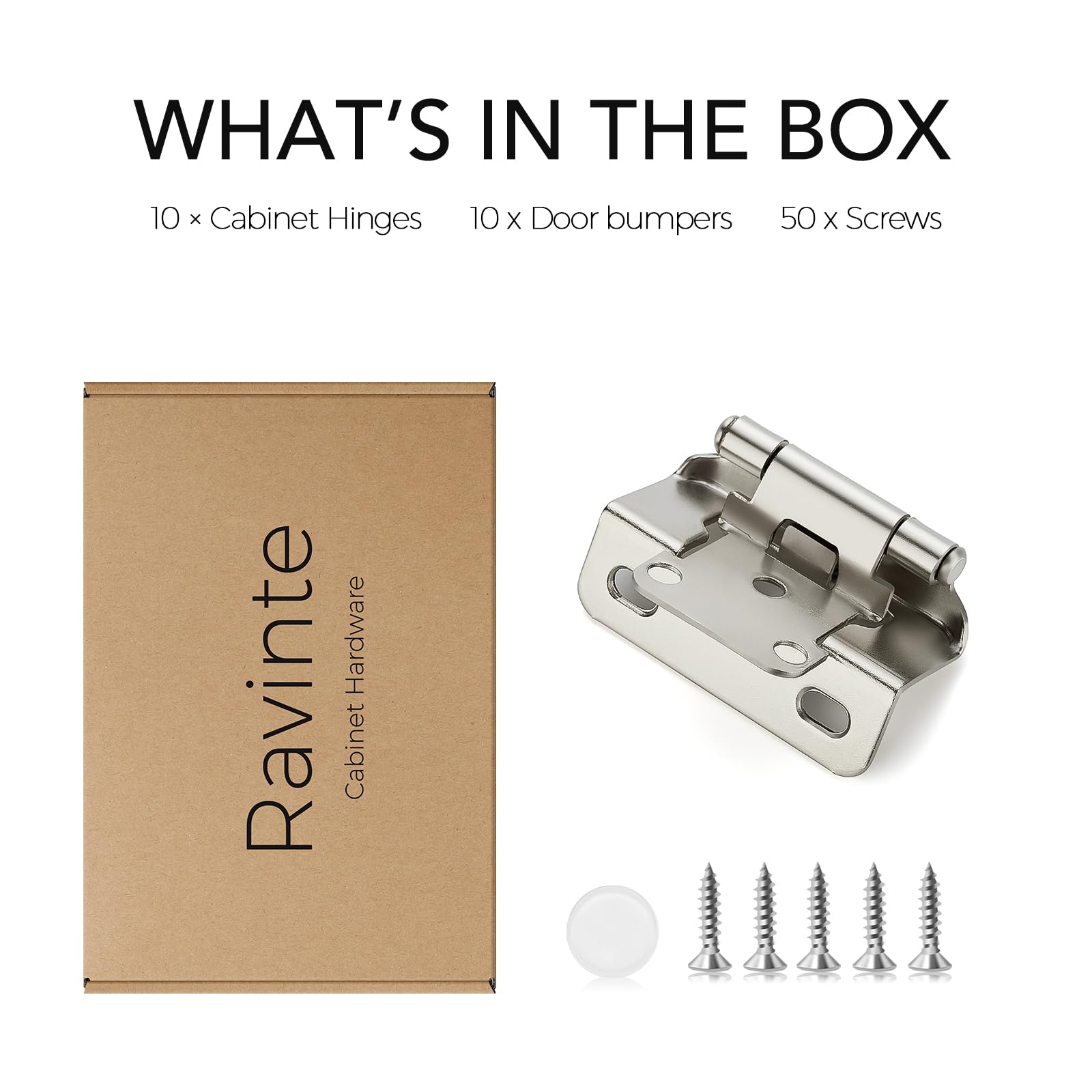 Photo 1 of Ravinte 10 Pack 5 Pairs Semi-Overlay 1/2 inch Self-Closing Face Frame Cabinet Hinges Satin Nickel Half Wrap-Around Kitchen Cabinet Door Hinges Face Mount Cabinet Hardware
