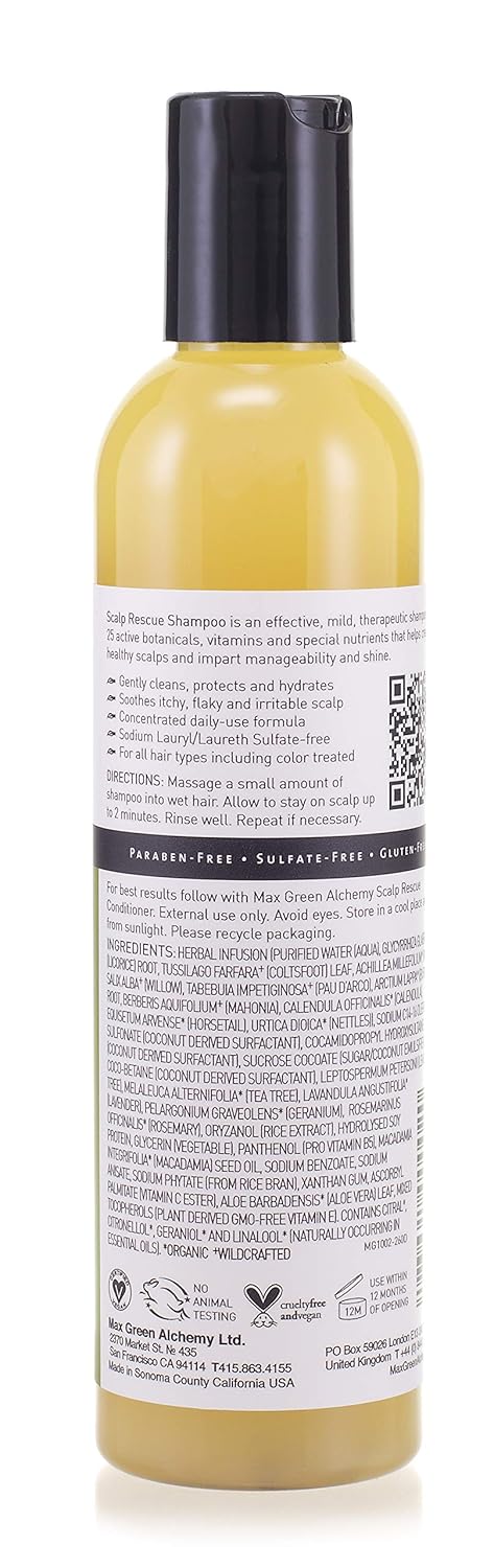 Max Green Alchemy Vega Hair Shampoo, Conditioner & Smoothing Balm - Scalp Rescue Organic Formula for All Hair Types | Color Safe, Alcohol, Silicone & Sulfate Free | 8.8Oz