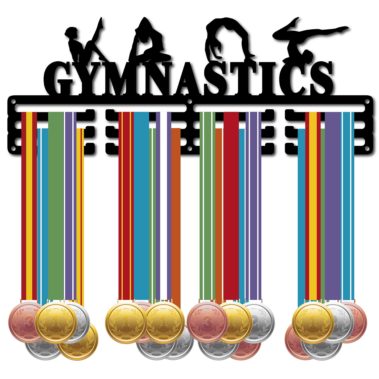CREATCABIN Soporte Medallas Natación Sincronizada Exhibición Deportivas Colgador Pared Decoración Acero Inoxidable Premio Colgar para Hogar Almacenamiento Atleta Nadador Maratón Más 60 medalla 40x15cm — view 9