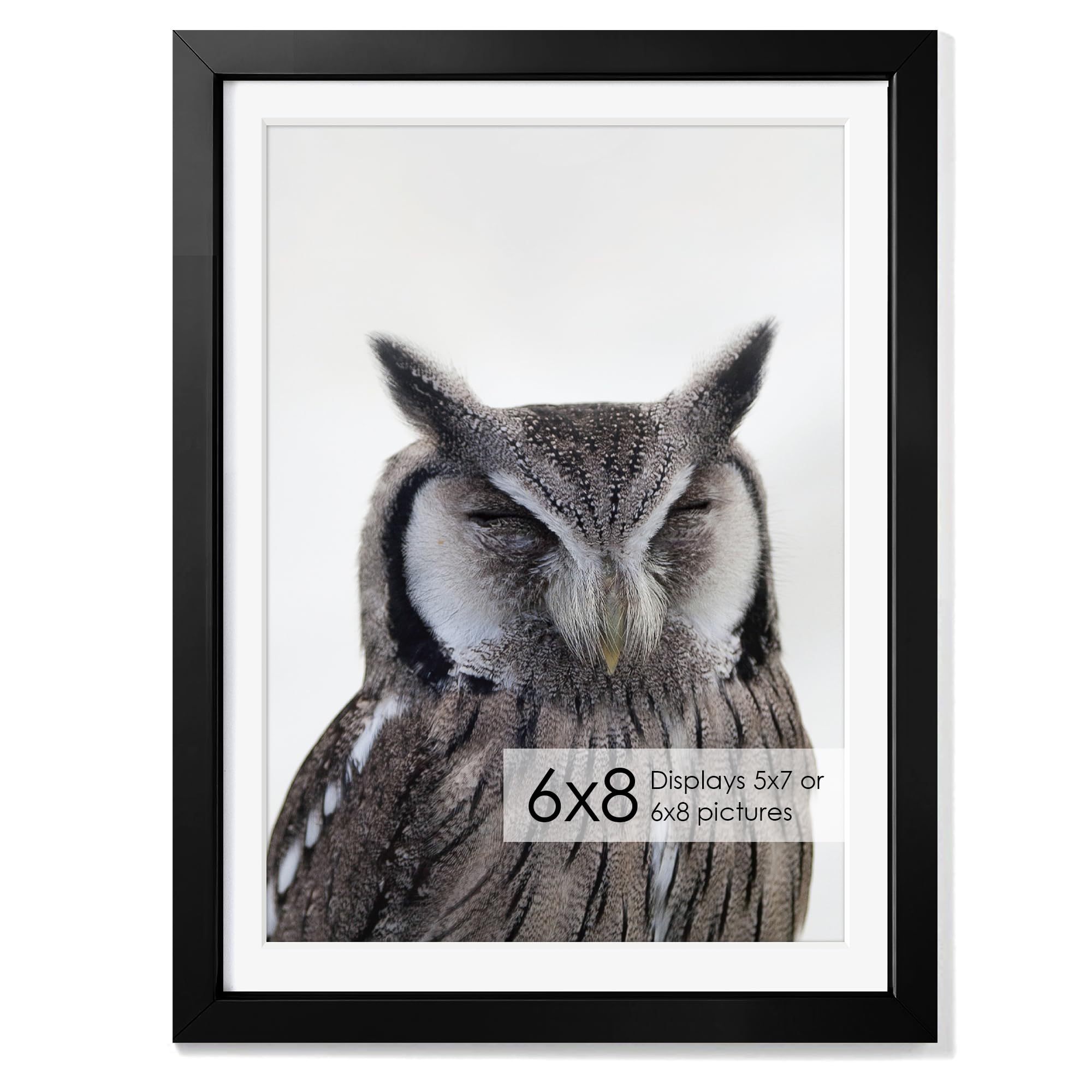 Fun Memories 6x8 Metal Picture Frame - 6 x 8 Aluminum Photo Frames with 5x7 Removable Mat- Ideal for Wall or Tabletop Display - Wall Hook Hanging Hardware Included (Black, 1 Pack)