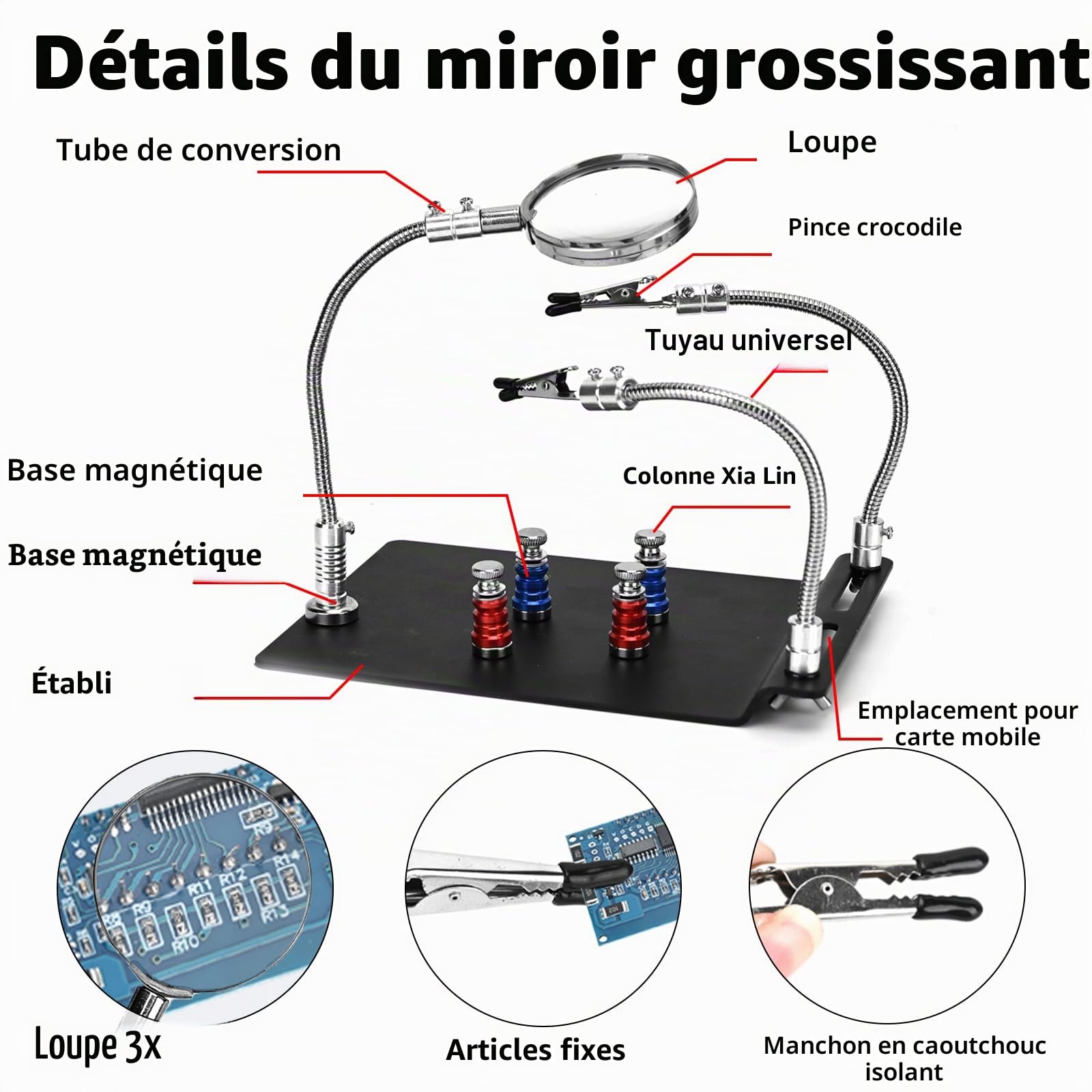 Station de soudage 936D, station de soudage numérique 60W, soudage domestique, température réglable, stylo de soudage de qualité industrielle, outil d'entretien, avec lentille